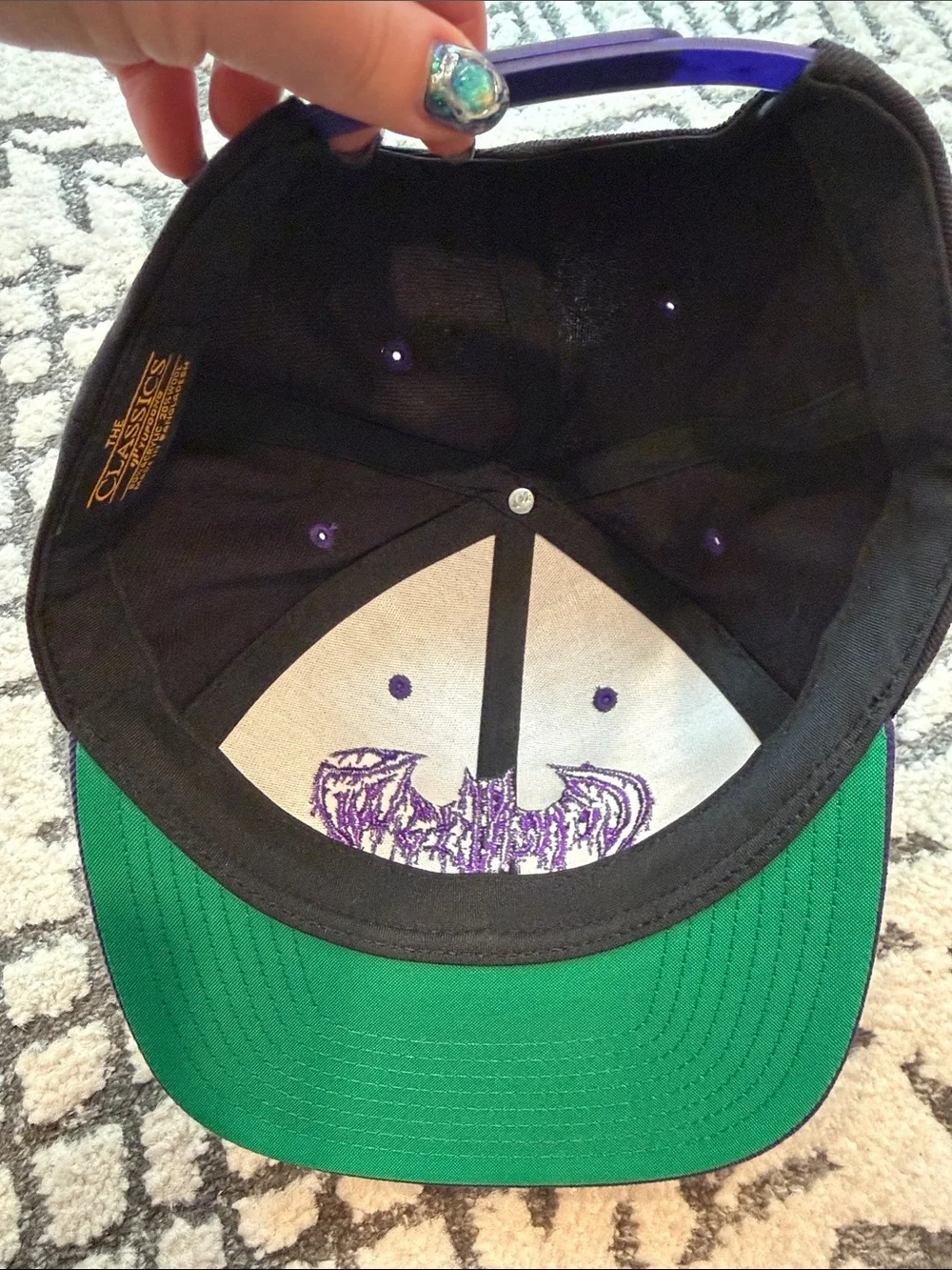 Ice Nine Kills Black and Purple Snapback Hat with Embroidered Graphic